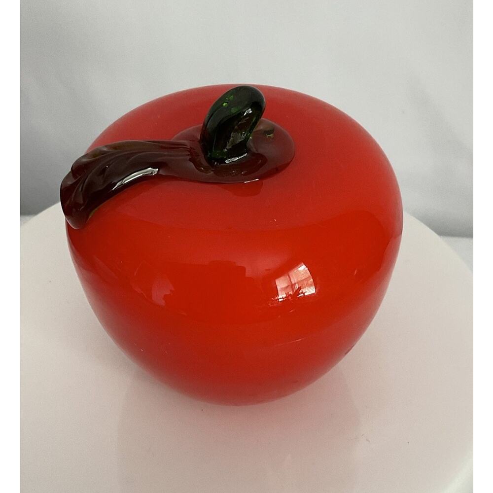 Red Hand Blown Glass Apple Murano Style